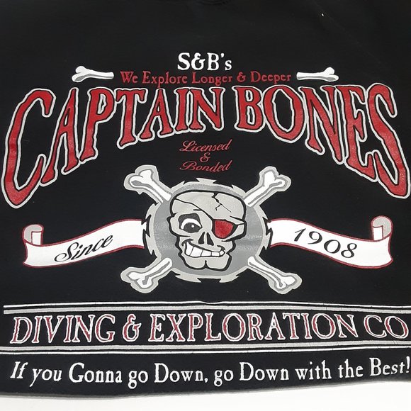 Captain Bones Diving Men's T Shirt in size XL - Picture 1 of 5